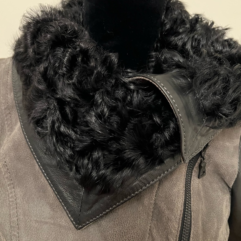 DANIER Mixed Media Leather Jacket with Lambfur collar
Sz 2XS UK 6/8 US 4 - Picture 3 of 14